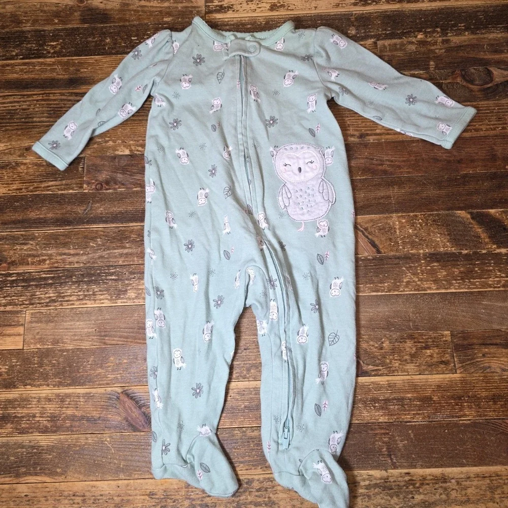 6 Baby Girl 3-6 months Footed Zip Up One Piece Sleeper Pajama Lot  Bundle Infant